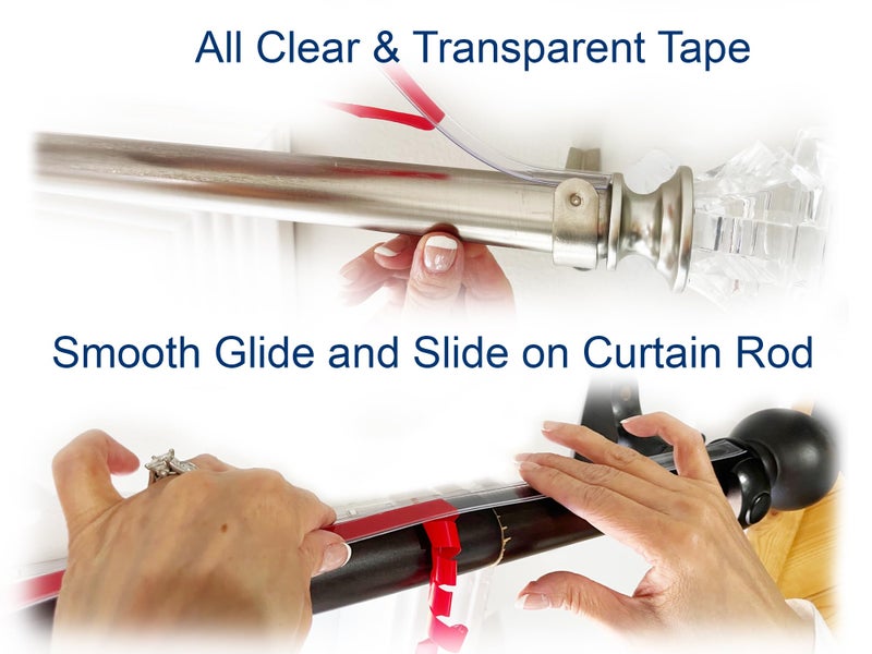 OooWow 13 ft Clear Drapery Ring Slider Effortlessly Prevents Shower and Curtain Rings from Snagging, Ensuring a Smooth, Silent Slide. Curtain Rod Slider- Curtain Ring Slide (13 feet) - Image 2